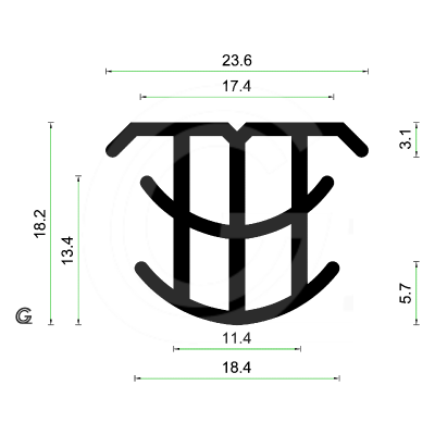 Dilatatieprofiel | EPDM | 18,2 x 23,6 mm | per meter